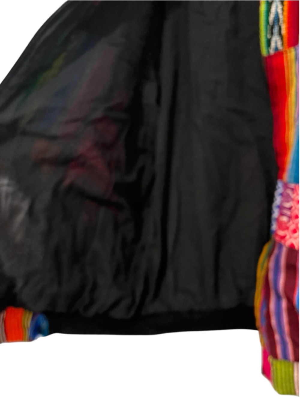 Vintage 90s Guatemalan Patchwork Bomber Jacket Woven Boho Hippie Festival Medium - Picture 12 of 13